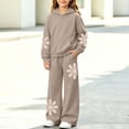 thumbnail image 1 of Spazoro Girls Hooded Sweatshirt Outfit with Kangaroo Pocket, Floral Print Long Sleeve Warm Elastic Waist 2 Piece Activewear Set for Daily Casual Wear Khaki Size 15-16, 1 of 7