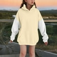 thumbnail image 1 of Spazoro Girls Hooded Sweatshirts, Fashion Color Block Soft & Comfy Long Sleeve Fall Winter Tops for Girls Beige Size 9-10T, 1 of 5