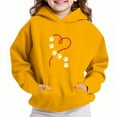 thumbnail image 1 of Spazoro Girls Hooded Sweatshirts, Fashion Long Sleeve Soft & Comfy Love Print Fall Winter Tops for Girls Yellow Size 5 T, 1 of 4