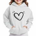 thumbnail image 1 of Spazoro Girls Hooded Sweatshirts, Fashion Love Print Long Sleeve Soft & Comfy Fall Winter Tops for Girls White Size 13 T, 1 of 4