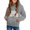 thumbnail image 1 of Spazoro Girls Hooded Sweatshirts, Long Sleeve Fashion Soft & Comfy Cute Print Fall Winter Tops for Girls Gray Size 5 T, 1 of 6