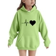thumbnail image 1 of Spazoro Girls Hooded Sweatshirts, Long Sleeve Love Print Fashion Soft & Comfy Fall Winter Tops for Girls Green Size 7 T, 1 of 6
