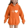thumbnail image 1 of Spazoro Girls Hooded Sweatshirts, Soft & Comfy Long Sleeve Love Print Fashion Fall Winter Tops for Girls Orange Size 12 T, 1 of 6