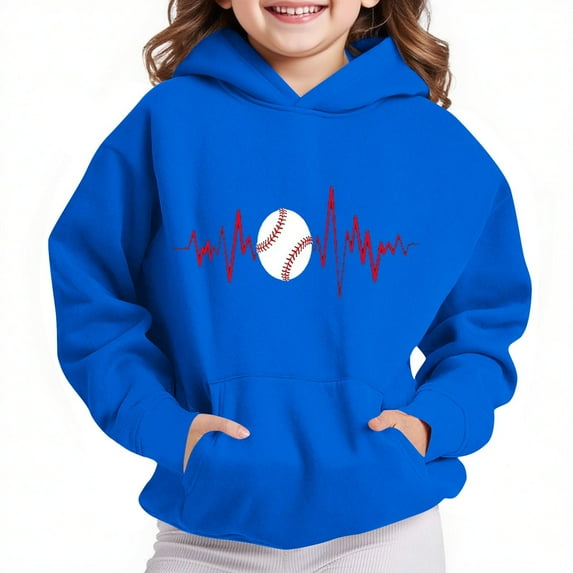 Spazoro Girls Hooded Sweatshirts, Soft & Comfy Love Print Long Sleeve Fashion Fall Winter Tops for Girls Blue Size 9 T