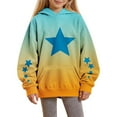 thumbnail image 1 of Spazoro Girls Hoodie Sweatshirts, Pockets Fleece Lined Long Sleeve Gradient Color Star Print Casual Pullover for Girls Orange Size 4-5T, 1 of 7