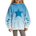thumbnail image 1 of Spazoro Girls Hoodie Sweatshirts, Pockets Long Sleeve Gradient Color Star Print Fleece Lined Casual Pullover for Girls Blue Size 5-6T, 1 of 7