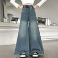 thumbnail image 1 of Spazoro Girls Jeans, Wide Leg with Pockets Baggy Elastic Waist Fashion Denim Pants Blue Size 5-15, 1 of 8