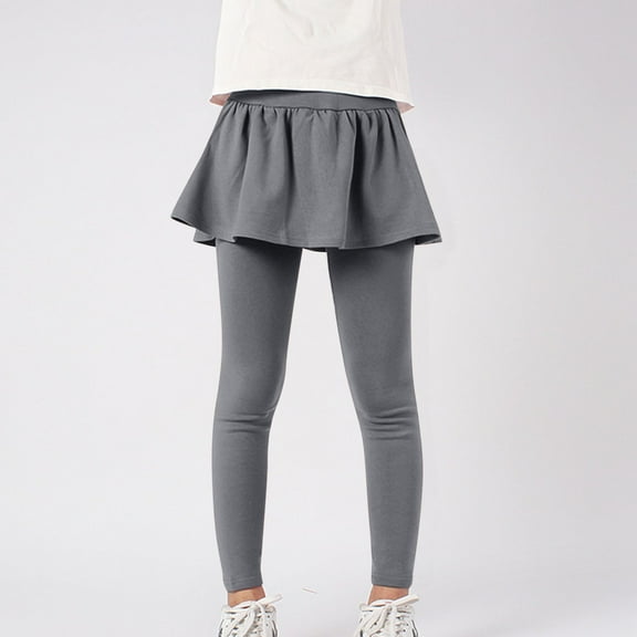 Spazoro Girls Leggings, Soft & Comfy Casual Summer Elastic Waist Stretchy Outwear Tights Pants Dark Gray Size 5-6 T