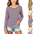 thumbnail image 1 of Spazoro Girls Long Sleeve T-Shirts, Crew Neck Stretchy Striped Relaxed Fit Long Sleeve Fall Spring Casual Tops Tee for Daily Wear Pink Size 7-8, 1 of 8