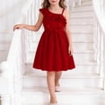 thumbnail image 1 of Spazoro Girls Midi Cold Shoulder Dresses, Crew Neck Solid Short Sleeve A-Line Casual Summer Dresses for Girls Red Size 5-6, 1 of 9