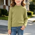 thumbnail image 1 of Spazoro Girls Mock Neck Pullover Top, 100% Cotton Loose Fit Solid Color Soft Mock Neck Long Sleeve Basic Layering Shirts for Daily Wear Green Size 7-8, 1 of 9