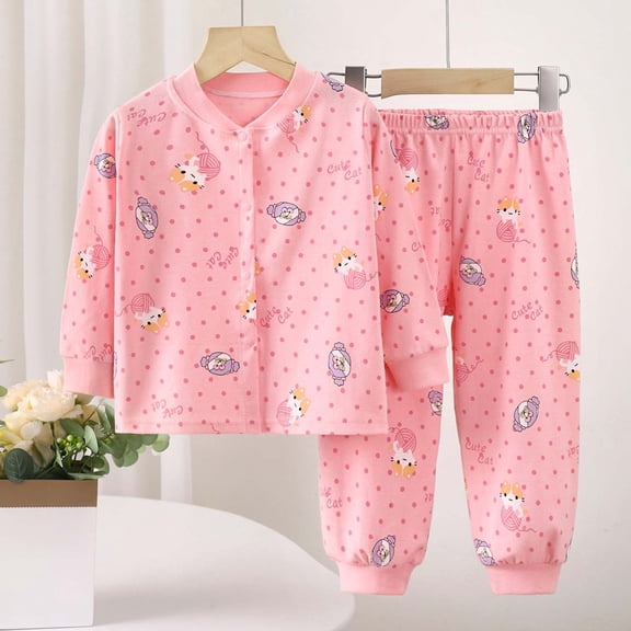 Spazoro Girls Outfit Pajamas Sets Size 0-4Y, 100%Cotton Spring and Fall 2 PC Casual Floral Print Long Sleeved Shirts & Pants Sets for Kids Multicolor