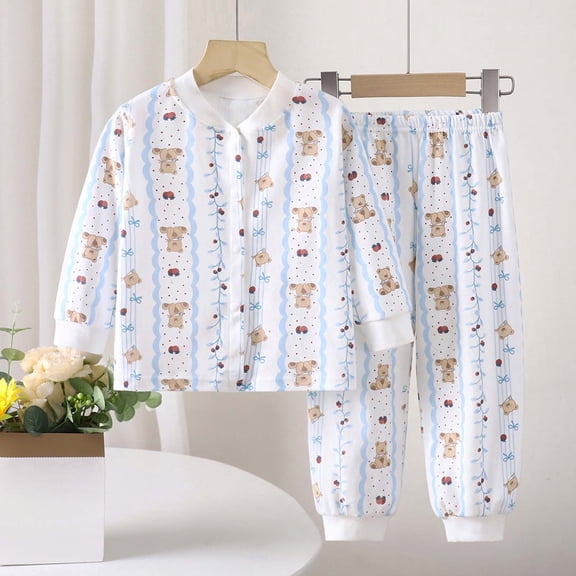 Spazoro Girls Outfit Pajamas Sets Size 0-4Y, 2 PC Casual Spring and Fall 100%Cotton Floral Print Long Sleeved Shirts & Pants Sets for Kids Multicolor