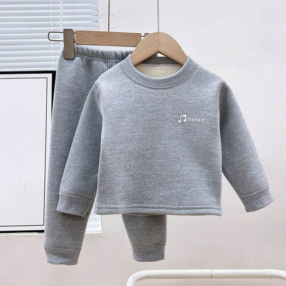 Spazoro Girls Outfit Sets Size 0-13Y, Printed 2 PC Casual Fall and Winter Fleece Lined Long Sleeved Shirts & Jogger Pants Sets for Kids Gray