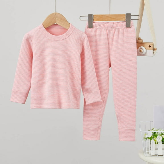 Spazoro Girls Outfit Sets Size 1-12Y, Fleece 2 PC Casual Striped Spring and Fall Long Sleeved Shirts & Jogger Pants Sets for Kids Pink