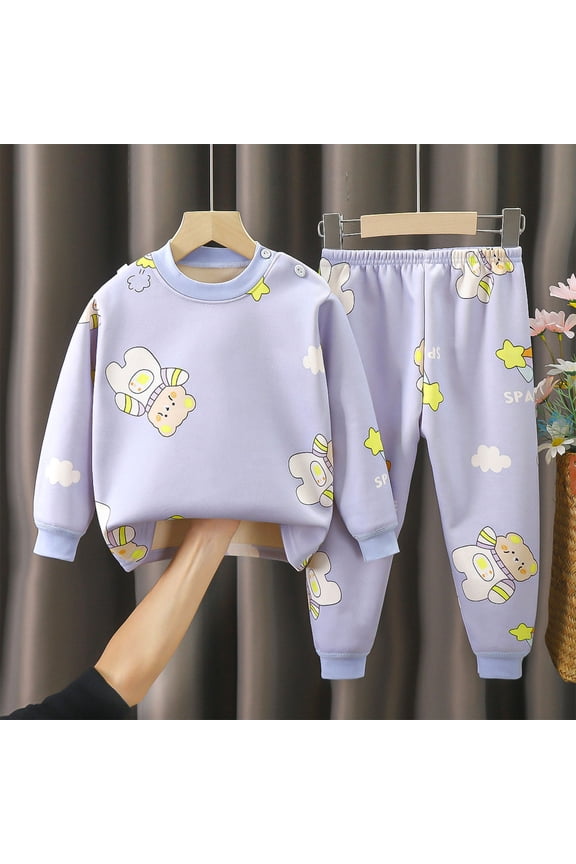 Girls Outfit Sets Size 1-9Y, Spring and Fall 2 PC Casual Cute Print 100%Cotton Long Sleeved Shirts & Pants Sets for Kids Multicolor