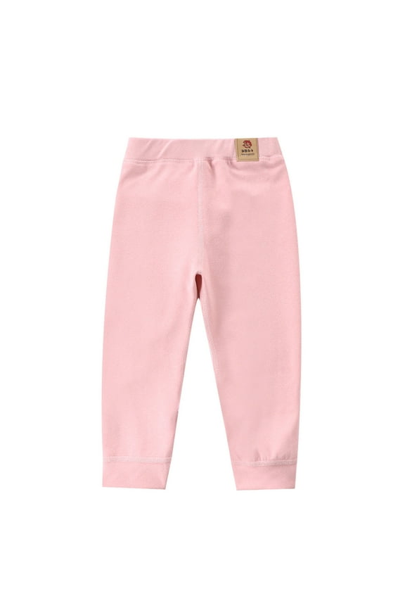 Girls Pants, Cotton Solid Color Casual Loose Elastic Waist Leggings For Kids Girls Pink Size 6 T