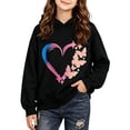 thumbnail image 1 of Spazoro Girls Pullover Hoodie, Graphic Print Pockets Hooded Long Sleeve Relaxed Fit Fall Casual Sweatshirt for Kids Black Size 1-2T, 1 of 6