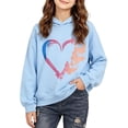 thumbnail image 1 of Spazoro Girls Pullover Hoodie, Pockets Hooded Graphic Print Long Sleeve Relaxed Fit Fall Casual Sweatshirt for Kids Blue Size 9-10, 1 of 8