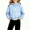 thumbnail image 1 of Spazoro Girls Pullover Hoodie with Pockets, Hooded Neck Cat Heart Graphic Print Soft Long Sleeve Relaxed Fit Trendy Casual Sweatshirt for Kids Sky Blue Size 5-6, 1 of 5