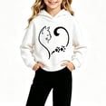 thumbnail image 1 of Spazoro Girls Pullover Hoodie with Pockets, Relaxed Fit Soft Long Sleeve Cat Heart Graphic Print Hooded Neck Trendy Casual Sweatshirt for Kids White Size 9-10, 1 of 5