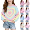 thumbnail image 1 of Spazoro Girls Pullover Sweatshirt, Long Sleeve Love Print Stretchy Crew Neck Relaxed Fit Casual Pullover Tops for Kids Yellow Size 7-8, 1 of 7