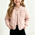 thumbnail image 1 of Spazoro Girls Quilted Bomber Jacket, Solid Color with Multi‑Pockets Regular Fit Long Sleeve Ribbed Collar Windproof Outerwear for Kids Pink Size 1-2T, 1 of 6