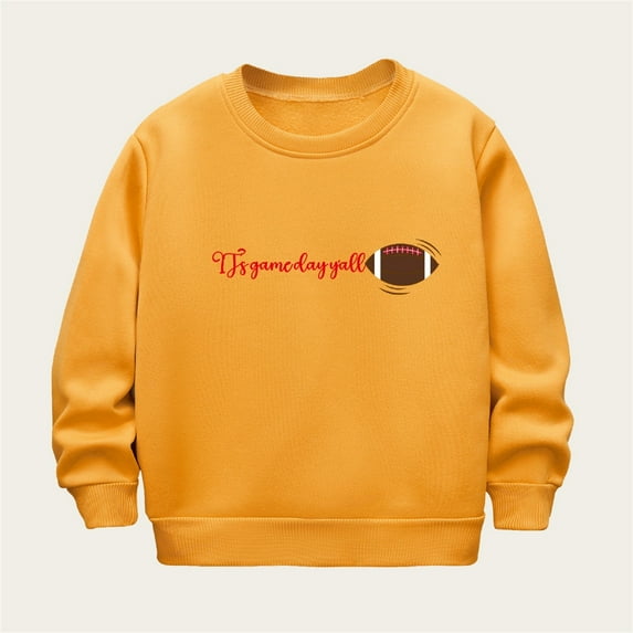 Spazoro Girls Swearshirts, Fall Winter Cute Print Crew Neck Fleece Lined Casual Pullover Tops for Girls Yellow Size 2 T