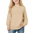 thumbnail image 1 of Spazoro Girls Swearshirts, Long Sleeve Fall Winter Solid Color Crew Neck Casual Pullover Tops for Girls Beige Size 5 T, 1 of 2