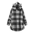 thumbnail image 1 of Spazoro Girls Swearshirts, Long Sleeve Plaid Hooded Fall Winter Casual Pullover Tops for Girls Dark Gray Size 9-10T, 1 of 2