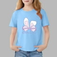 thumbnail image 1 of Spazoro Girls T-Shirts Tee, 100%Cotton Cute Print Crew Neck Short Sleeve Casual Tops for Kids Blue Size 4, 1 of 6