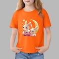 thumbnail image 1 of Spazoro Girls T-Shirts Tee, 100%Cotton Short Sleeve Crew Neck Cute Print Casual Tops for Kids Orange Size 1, 1 of 6