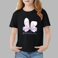 thumbnail image 1 of Spazoro Girls T-Shirts Tee, 100%Cotton Short Sleeve Cute Print Crew Neck Casual Tops for Kids Black Size 4, 1 of 6
