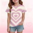thumbnail image 1 of Spazoro Girls T-Shirts Tee, Crew Neck Love Print Short Sleeve Summer Casual Tops for Kids Beige Size 6, 1 of 6