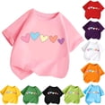 thumbnail image 1 of Spazoro Girls T-Shirts Tee, Love Print Short Sleeve Crew Neck 100%Cotton Casual Tops for Kids Pink Size 4, 1 of 3