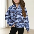 thumbnail image 1 of Spazoro Girls Turn Down Collar Sweatshirts, Soft & Comfy Half Zip Long Sleeve Camouflage Fall Winter Tops for Girls Blue Size 9 T, 1 of 5