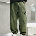 thumbnail image 1 of Spazoro Kids Boys Cargo Pants, Elastic Waist Spring Solid Color Casual Loose Joggers for Child Boys Army Green Size 8 T, 1 of 3
