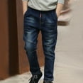 thumbnail image 1 of Spazoro Kids Boys Jeans, Elastic Waist Casual Spring Solid Color Denim Pants for Child Boys Blue Size 4 T, 1 of 8
