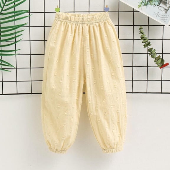Spazoro Kids Boys Sweatpants, Casual Solid Color Spring Elastic Waist Loose Joggers for Child Boys Beige Size 2-3T