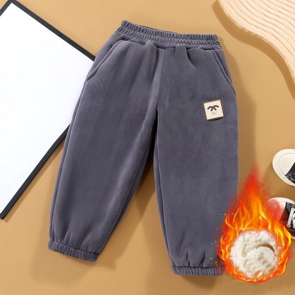 Spazoro Kids Boys Sweatpants, Elastic Waist Fleece Lined Soft & Warm Solid Color Casual Joggers Pants for Boys Gray Size 3 T