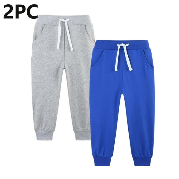 Spazoro Kids Boys Sweatpants, Elastic Waist Soft & Warm 2 PC Baggy Solid Color Casual Joggers Pants for Boys Gray Size 5 T