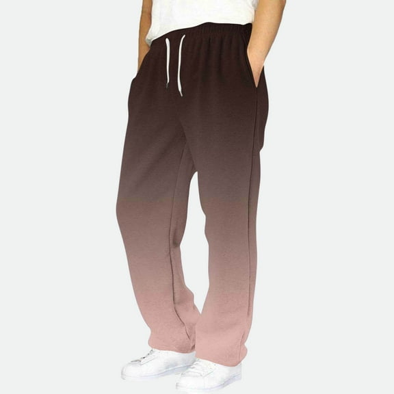 Spazoro Kids Boys Sweatpants with Pockets, Elastic String Gradient Color Soft & Warm Fleece Lined Casual Pants for Boys Brown Size 4-5T