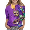 thumbnail image 1 of Spazoro Kids Child Girls Casual T-Shirts Tee, Fashion Crew Neck 3/4 Sleeve Summer Mardi Gras Print Loose Tops Trousers for Girls Multicolor Size 3-4 T, 1 of 5