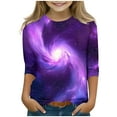 thumbnail image 1 of Spazoro Kids Child Girls Casual T-Shirts Tee, Summer Crew Neck 3/4 Sleeve Printed Fashion Loose Tops Trousers for Girls Purple Size 7 T, 1 of 5
