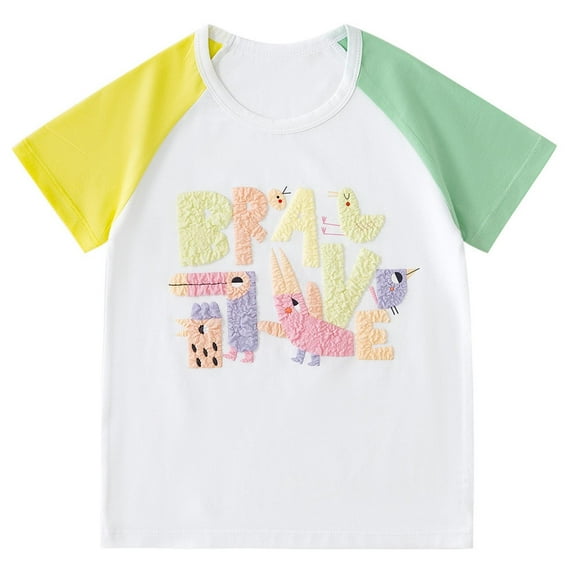 Spazoro Kids Child Girls Casual T-Shirts Tee, WoodPecker Print Fashion Short Sleeve Summer Crew Neck Loose Tops Trousers for Girls White Size 4 T