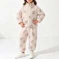 thumbnail image 1 of Spazoro Kids Girls 2PC Outfit Sets, Zip Up Long Sleeves Cute Print Soft & Comfy Casual Collared Shirt and Jogger Pants Sets for Fall Winter Khaki Size 7-8, 1 of 6