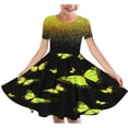 thumbnail image 1 of Spazoro Kids Girls A Line Dresses, New Style Round Neck Short Sleeve Butterfly Print Princess Dress for Child Girls Yellow Size 13 T, 1 of 4