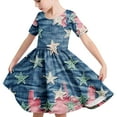 thumbnail image 1 of Spazoro Kids Girls A Line Dresses, Fashion Floral Print Short Sleeve Stretchy Wrinkle Princess Dress for Child Girls Multicolor Size 9 T, 1 of 5