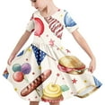 thumbnail image 1 of Spazoro Kids Girls A Line Dresses, Fashion Stretchy Wrinkle Short Sleeve Cute Printed Princess Dress for Child Girls Multicolor Size 11 T, 1 of 5