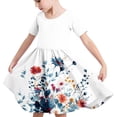 thumbnail image 1 of Spazoro Kids Girls A Line Dresses, Stretchy Wrinkle Short Sleeve Fashion Floral Print Princess Dress for Child Girls Multicolor Size 7 T, 1 of 5